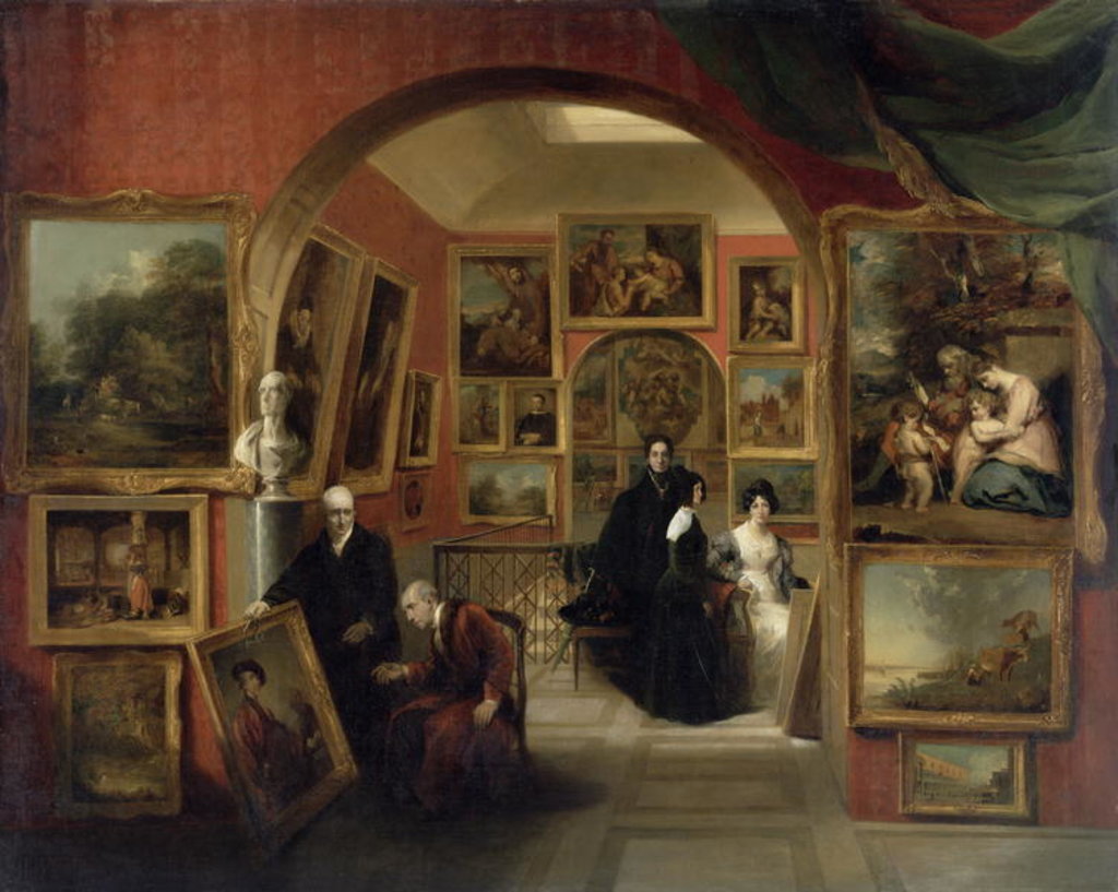 Detail of The Interior of the British Institution Gallery, 1829 by John Scarlett Davis