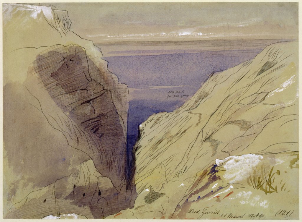 Detail of Wied Zurrik, Malta, 10 am, 11th March by Edward Lear