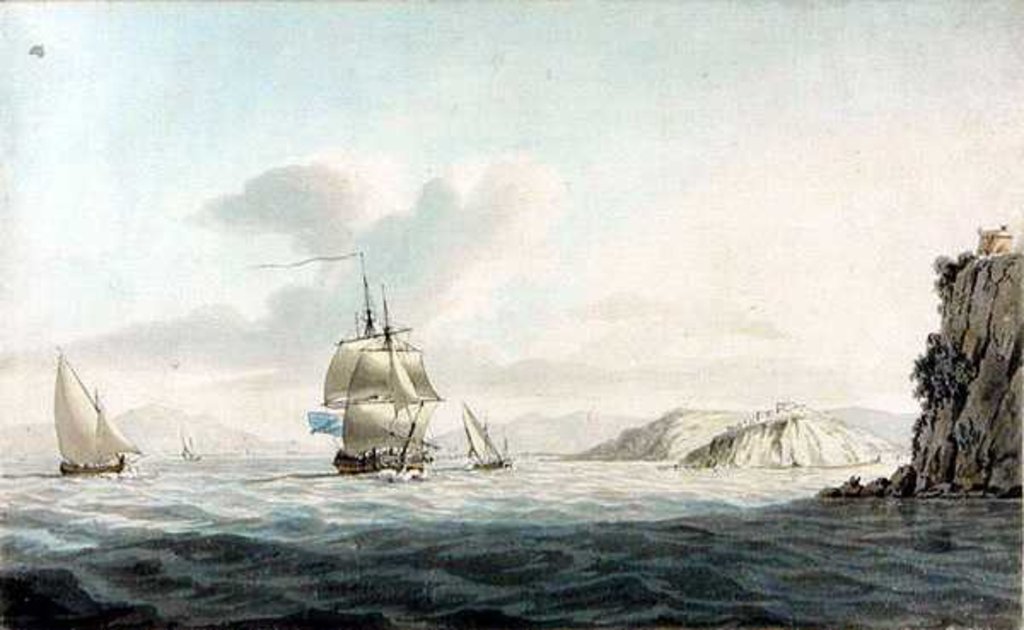 Detail of Agropoli, The Temples of Paestum, and the Bay of Salerno by Dominic Serres