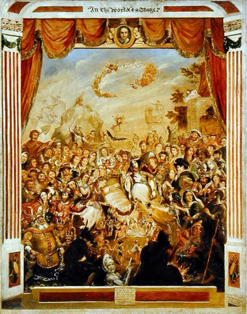 Detail of The First Appearance of William Shakespeare on the Stage of the Globe with Part of his Dramatic Company in 1564, 1864-65 by George Cruikshank