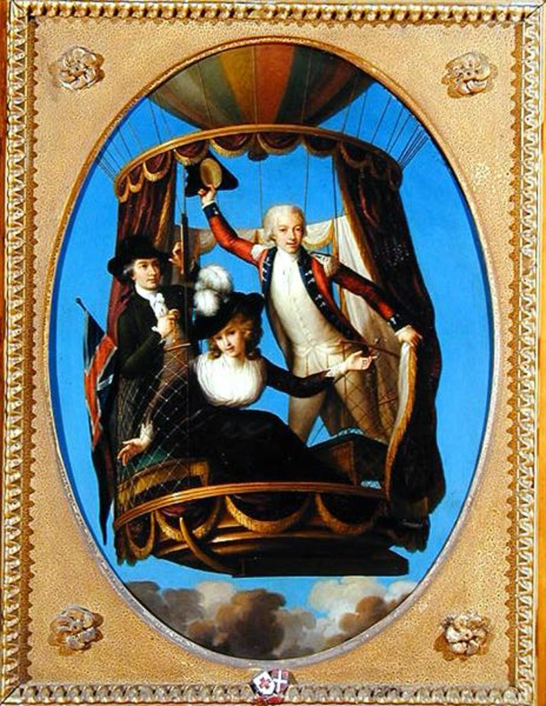Detail of Captain Vincenzo Lunardi with his Assistant George Biggin and Mrs Letitia Anne Sage, in a Balloon, 1785 by John Francis Rigaud