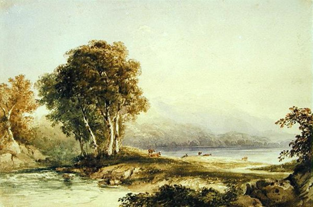 Detail of Mountainous Landscape with Lake and Stream by Anthony Vandyke Copley Fielding