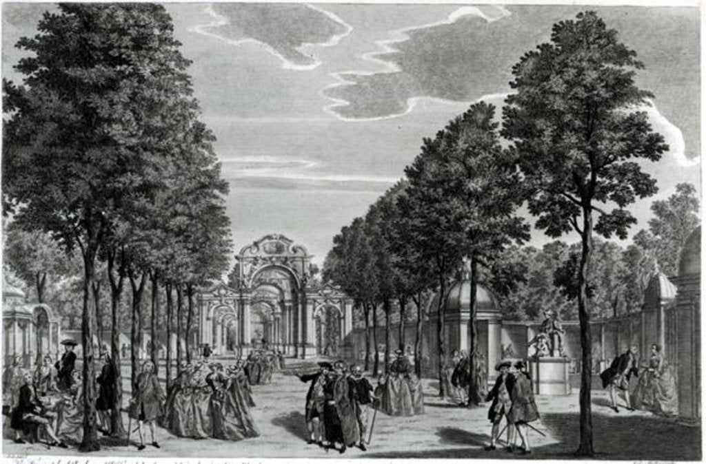 Detail of The Triumphal Arches, Handel's Statue in the South Walk of Vauxhall Gardens by Samuel (after) Wale