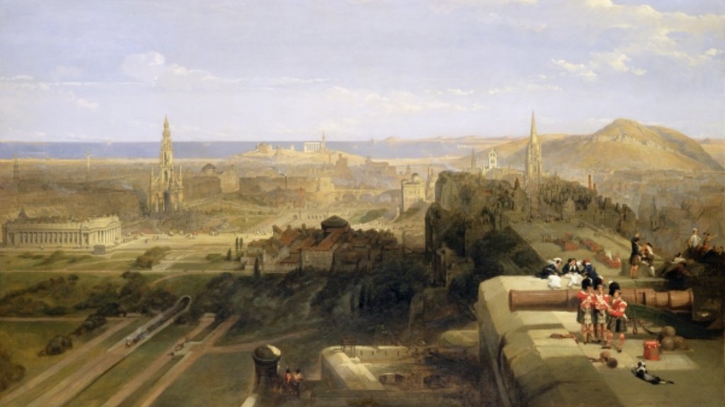 Detail of Edinburgh from the Castle, 1847 by David Roberts