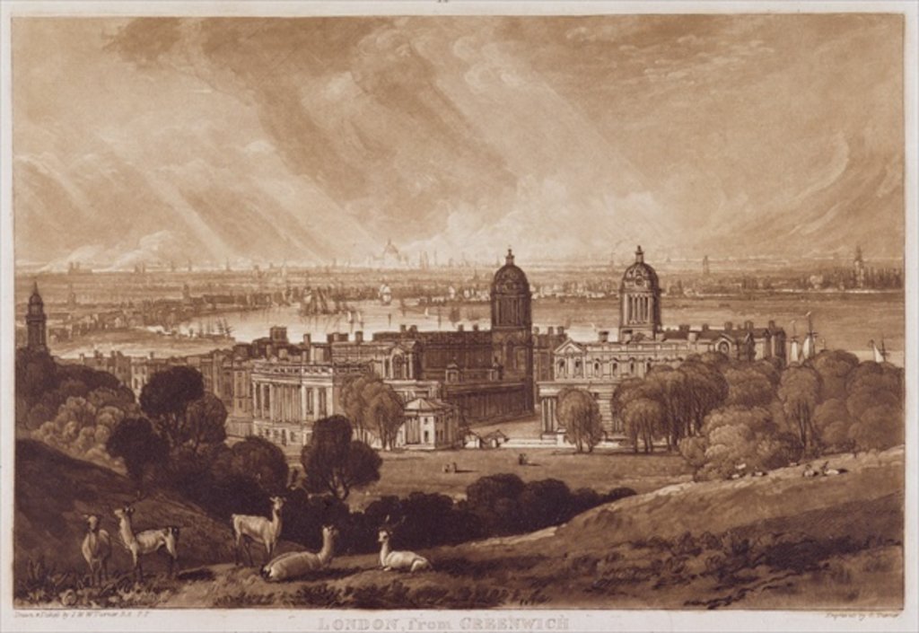 Detail of London from Greenwich, engraved by Charles Turner 1811 by Joseph Mallord William (after) Turner
