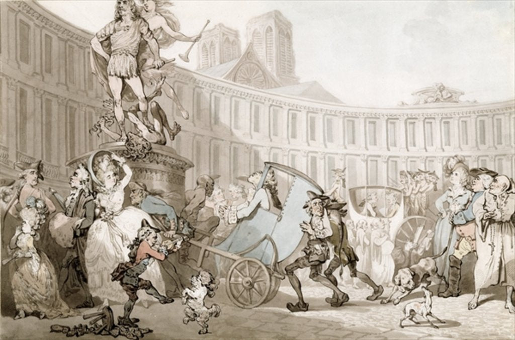 Detail of La Place des Victoires, Paris, c.1789 by Thomas Rowlandson