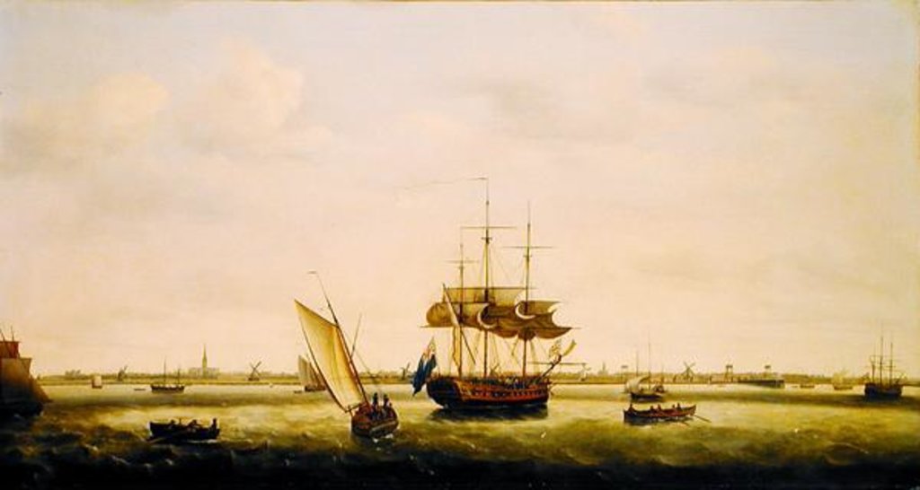 Detail of The Frigate 'Surprise' at Anchor off Great Yarmouth, Norfolk, c.1775 by Francis Holman