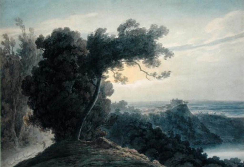 Detail of The Lake of Albano and Castle Gandolfo, c.1783-85 by John Robert Cozens