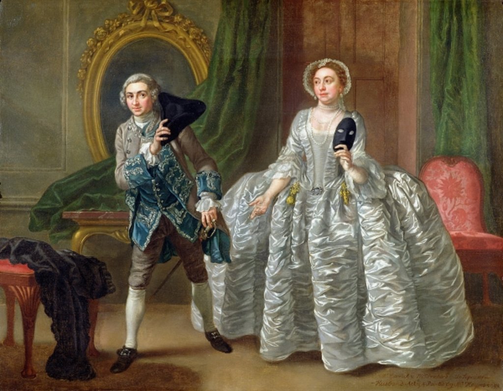 Detail of David Garrick and Mrs Pritchard in 'The Suspicious Husband' by Benjamin Hoadley 1747 by Francis Hayman
