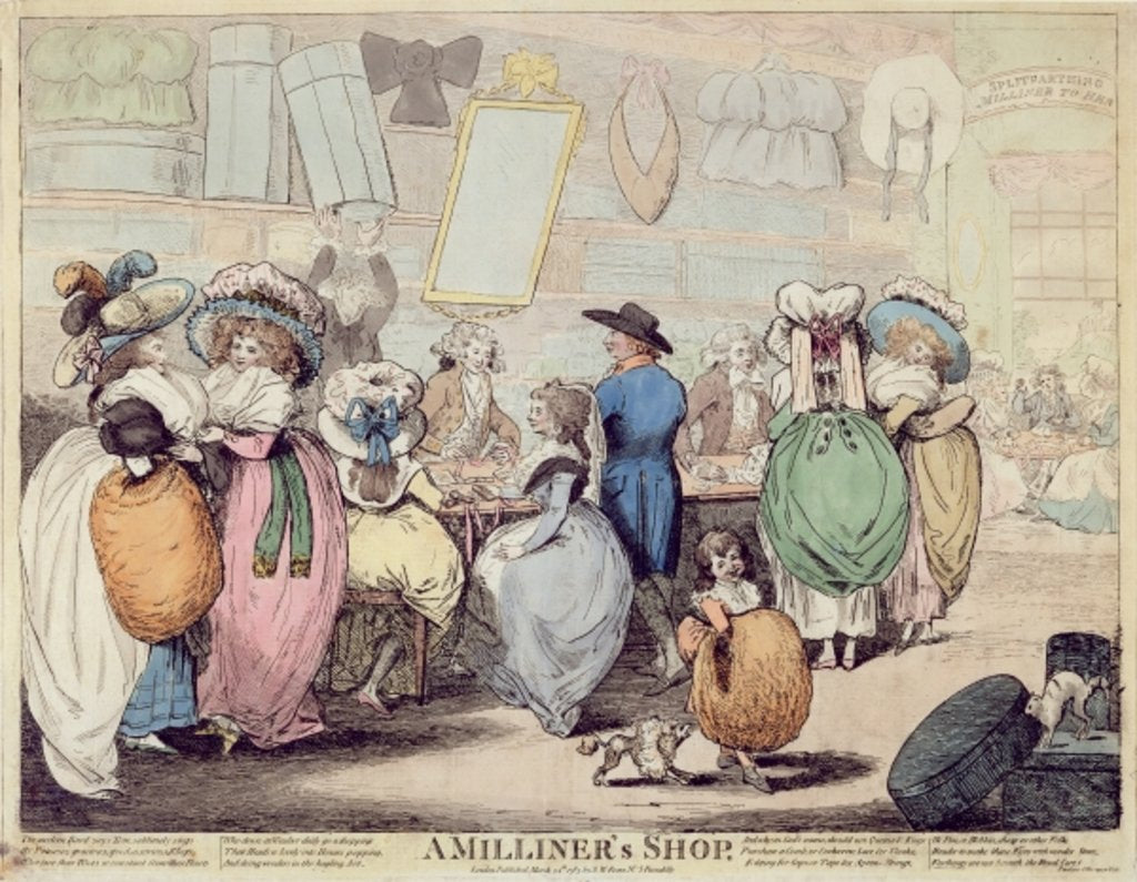 Detail of A Milliner's Shop, published in 1787 by Henry Kingsbury