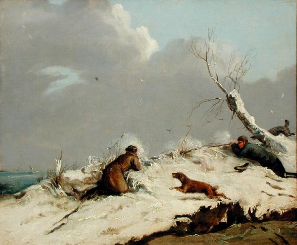 Detail of Duck Shooting in Winter by Henry Thomas Alken