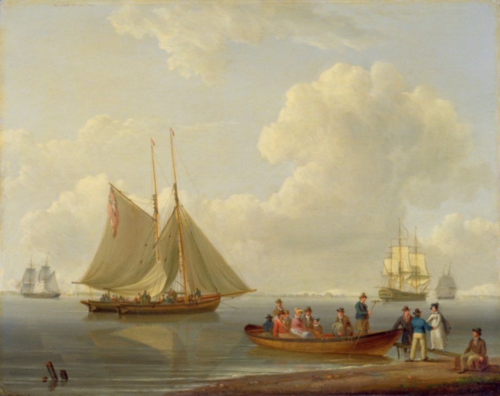 Detail of A Wherry Taking Passengers out to Two Anchored Packets, 1825 by William Anderson