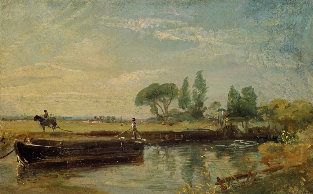 Detail of A Barge below Flatford Lock, c.1810 by John Constable
