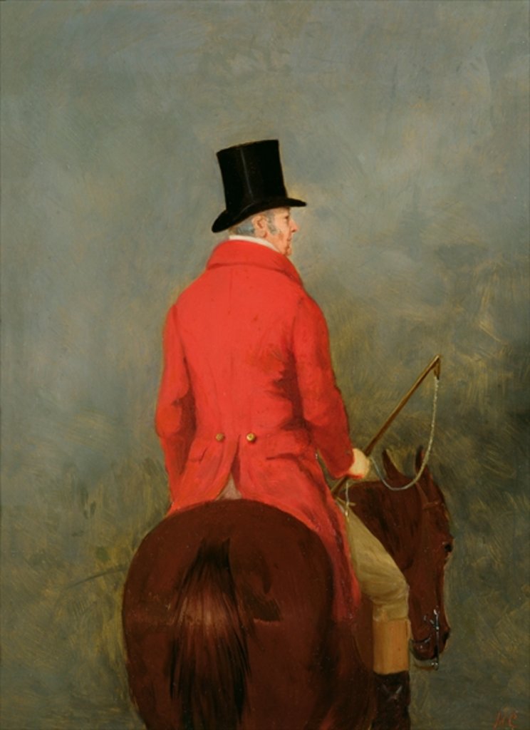 Detail of Portrait of Thomas Cholmondeley, first Lord Delamere, on his Hunter: A study for 'The Cheshire Hunt at Tatton Park' by Henry Calvert