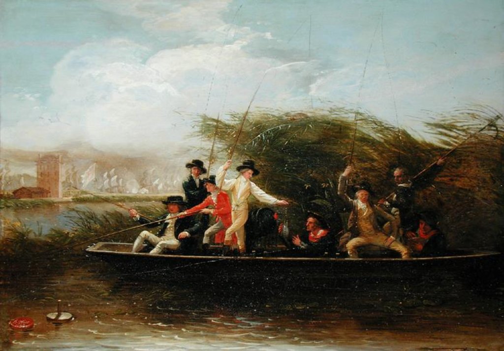 Detail of The Fishing Party - a Party of Gentlemen fishing from a Punt, 1794 by Benjamin West