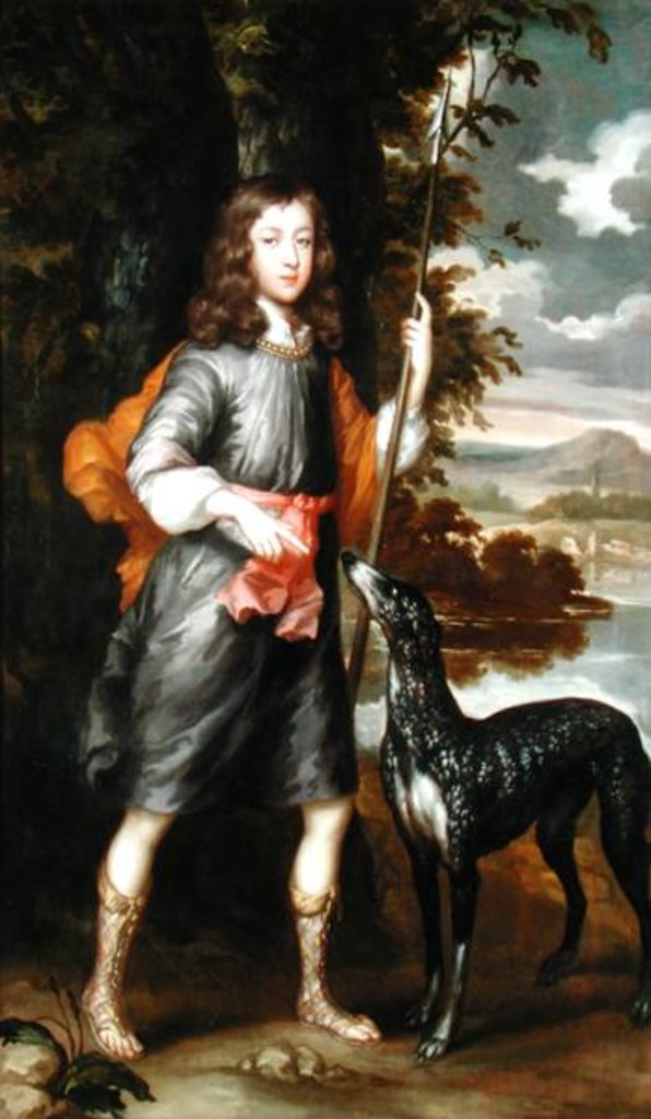Detail of A Boy with a Spear and a Hound, c.1685 by William Wissing or Wissmig