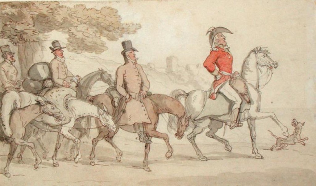 Detail of Illustrations for 'The Military Adventures of Johnny Newcome: 'Dashed with his suite for Santarem that night' by John Mitford by Thomas Rowlandson