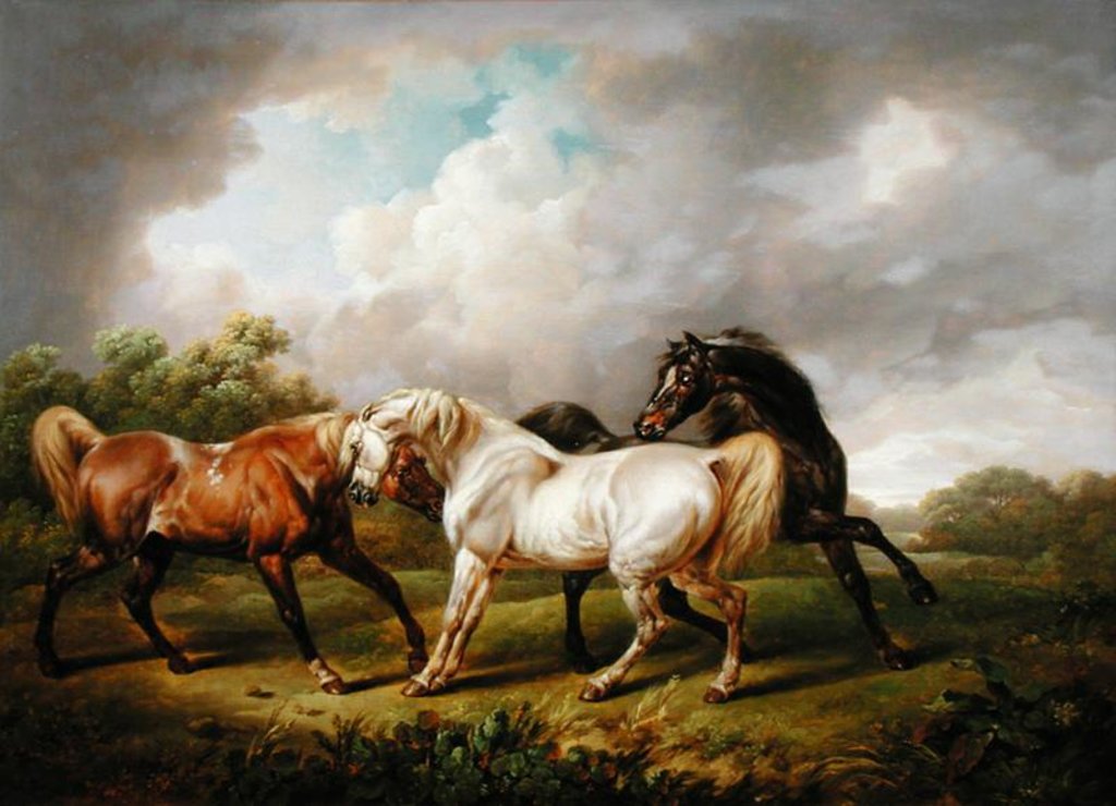 Detail of Three Horses in a Stormy Landscape by Charles Towne