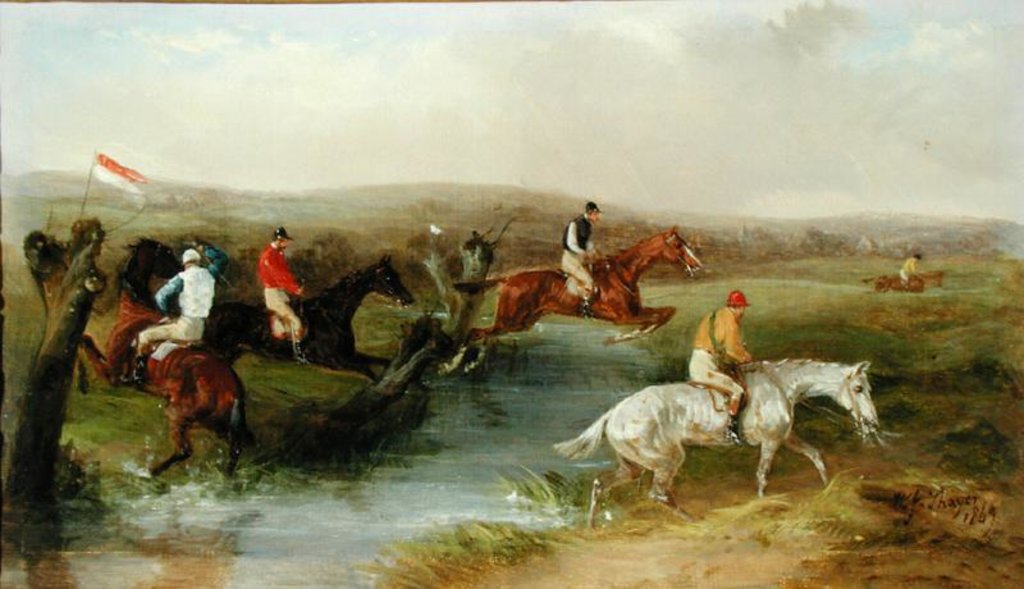 Detail of Steeplechasing: The Hurdle, 1869 by William Joseph Shayer