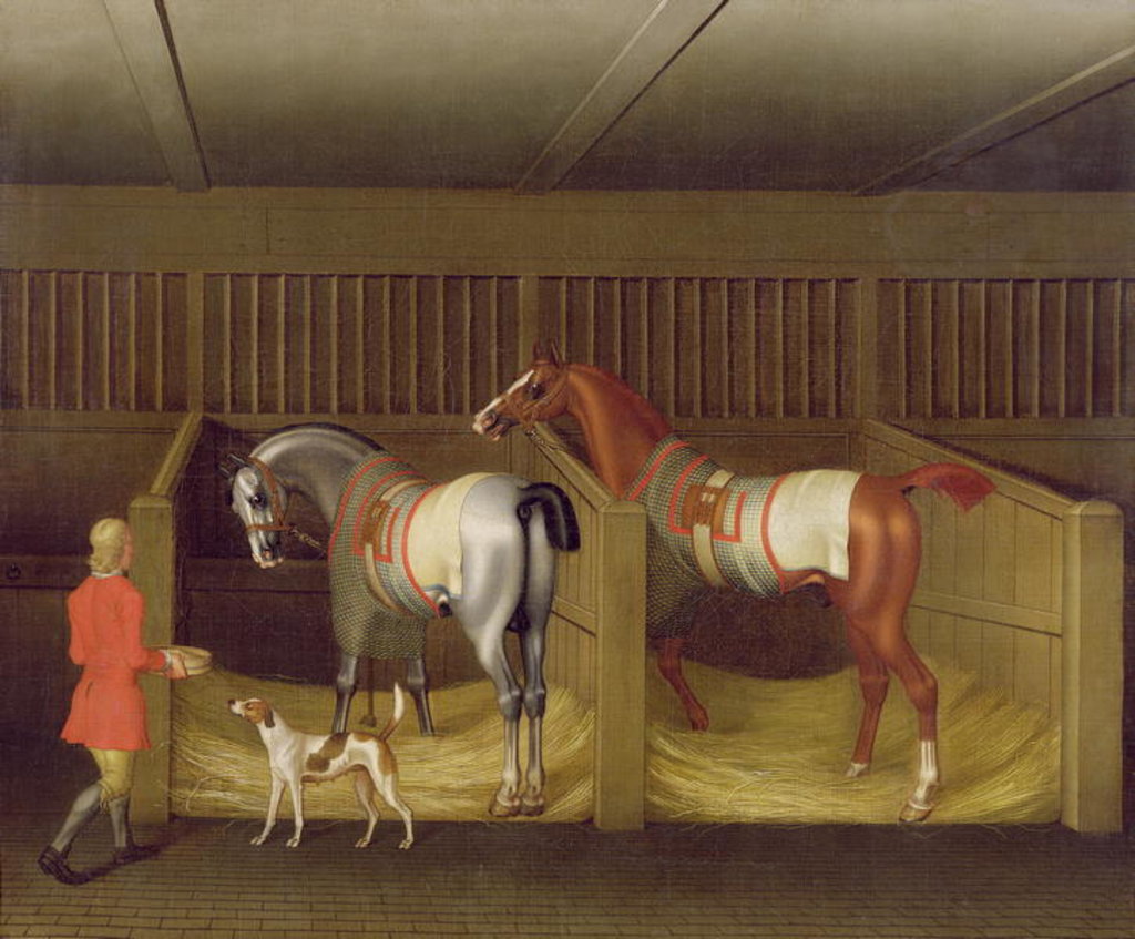 Detail of The Stables and Two Famous Running Horses belonging to His Grace, the Duke of Bolton, 1747 by James Seymour