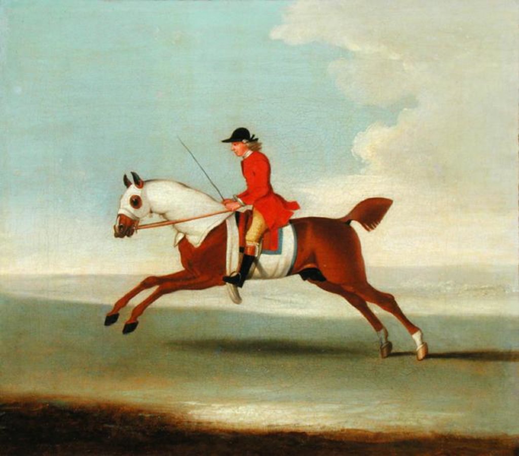 Detail of Galloping Racehorse and mounted Jockey in Red by James Seymour