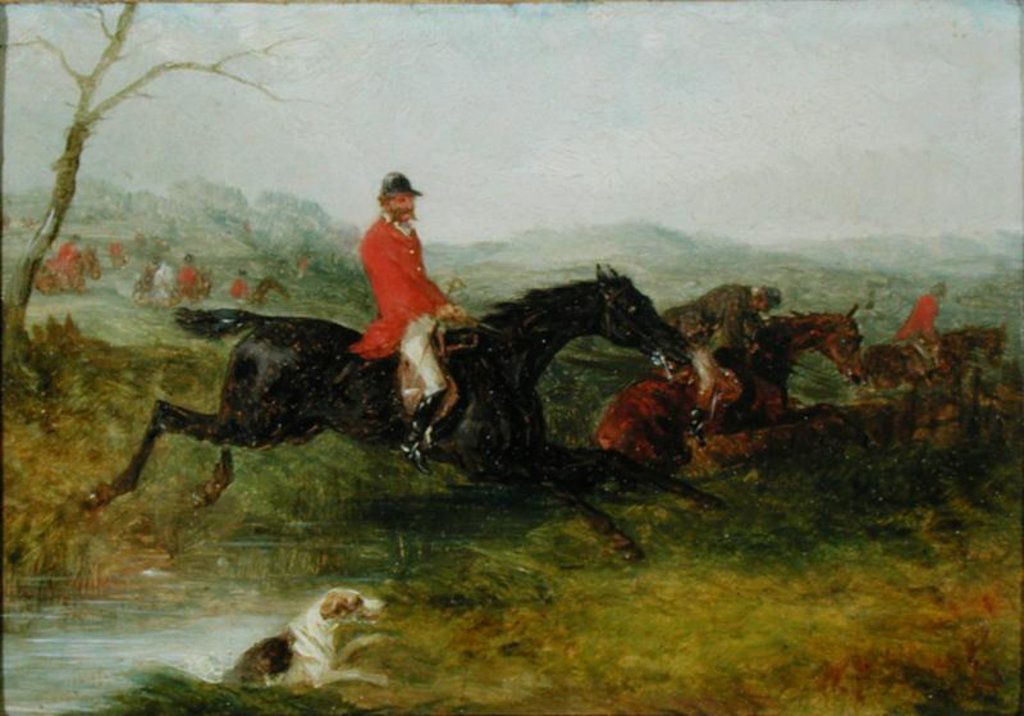 Detail of Foxhunting: Clearing a Brook by William Joseph Shayer