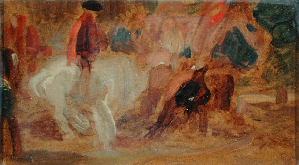 Detail of Man on a White Horse previously attributed to J.M.W. Turner and also attributed to Peter de Wint by English School