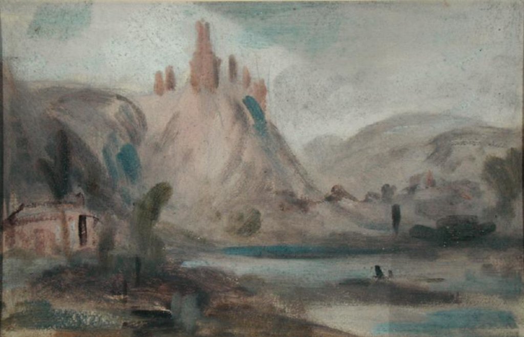 Detail of Landscape with a Castle on a Hill, previously attributed to J.M.W. Turner and also attributed to Peter de Wint by English School