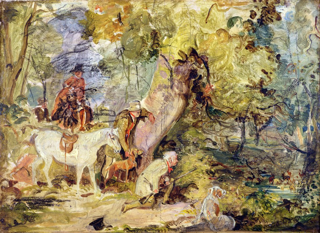 Detail of A Sketch for 'Foresters Stalking Deer' by John Frederick Lewis