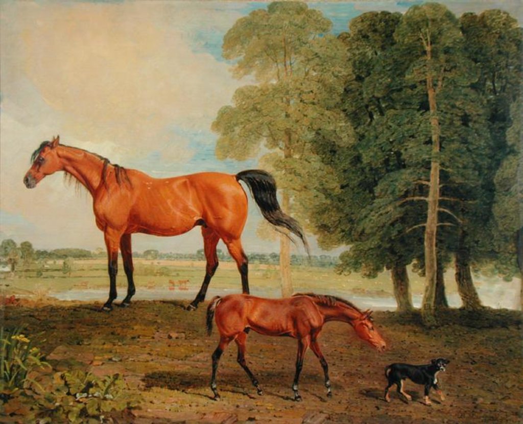 Detail of Broodmare with Foal and Terrier by Benjamin Marshall