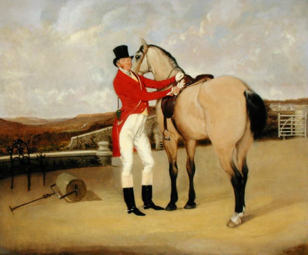 Detail of James Taylor Wray of the Bedale Hunt with his Dun Hunter by Anson A. Martin