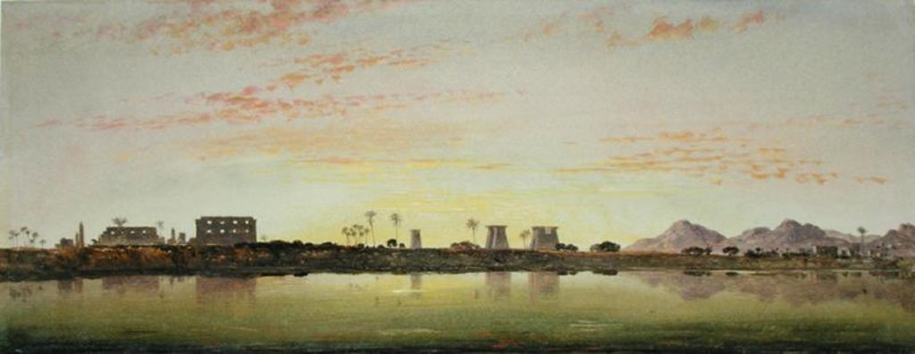 Detail of Pylons at Karnak, the Theban Mountains in the Distance by Edward William Cooke