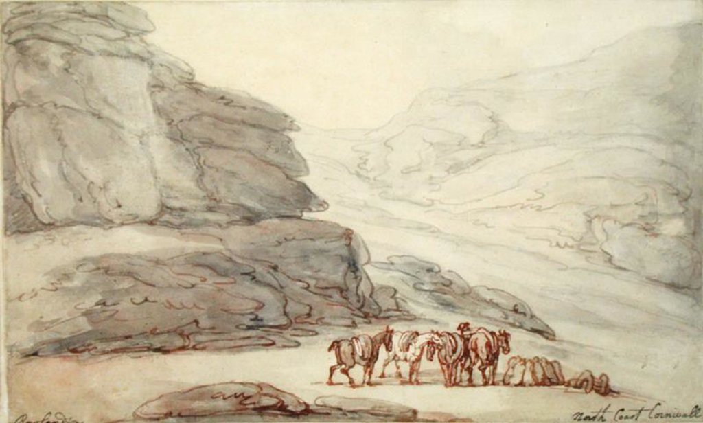 Detail of Rocky scene on the North Coast, Cornwall by Thomas Rowlandson