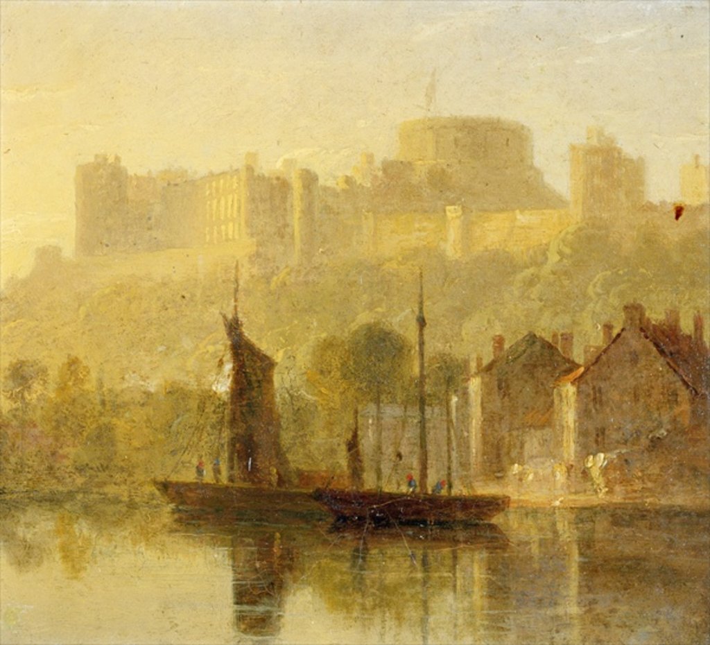 Detail of Windsor Castle from the Thames by William Daniell