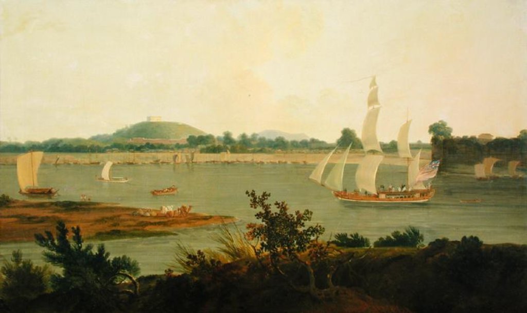 Detail of Pinnace Sailing Down the Ganges past Monghyr Fort, c.1791 by Thomas Daniell