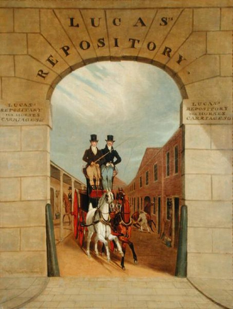 Detail of Schooling a Pair in a Brake at Lucas's Yard, Clerkenwell by James Pollard