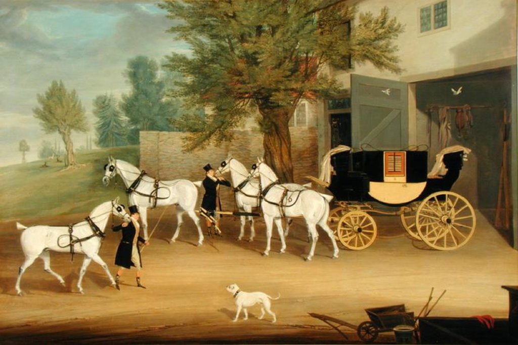 Detail of John Smith Barry's Private Drag and Grey Team at Marbury Hall, Cheshire by James Pollard