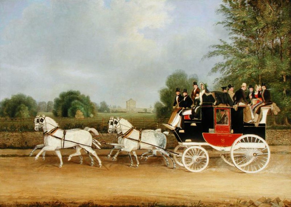 Detail of The London-Farringdon Coach Passing Buckland House, Berkshire by James Pollard