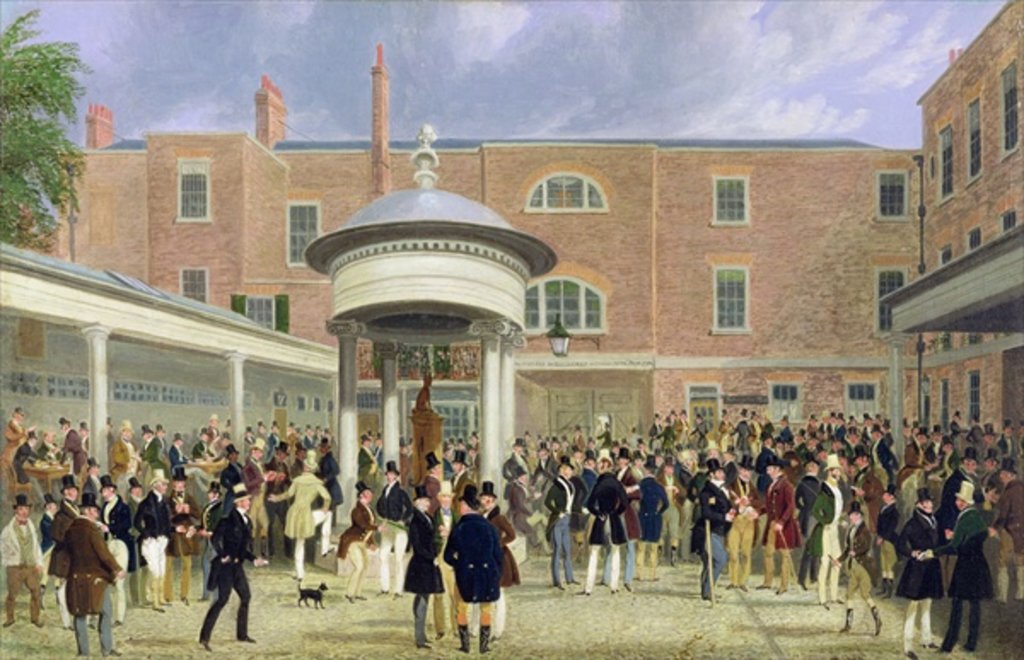 Detail of Epsom Races: Settling Day at Tattersall's by James Pollard