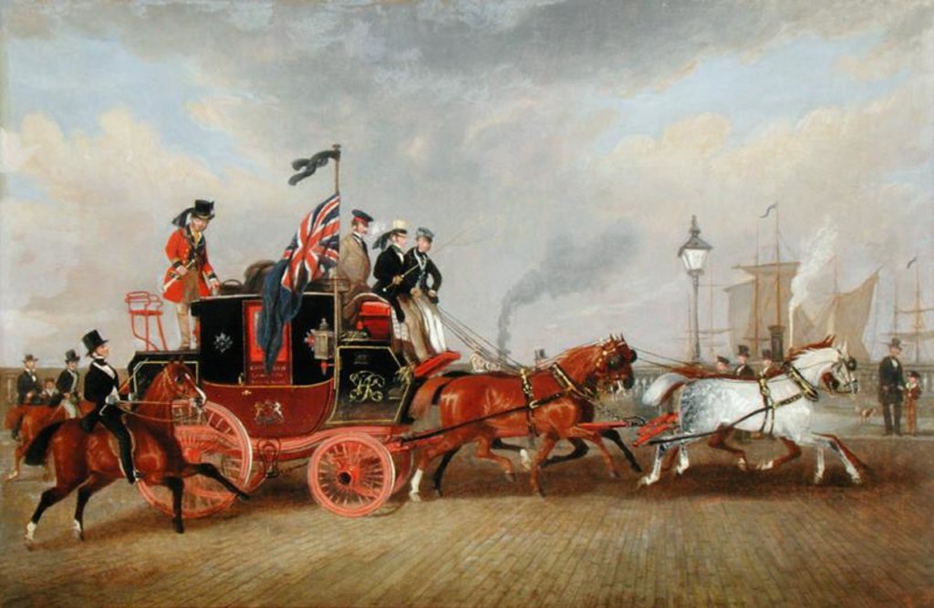 Detail of The Last of the Mail Coaches: The Edinburgh-London Royal Mail at Newcastle-upon-Tyne, 5th July 1847, 1848 by James Pollard