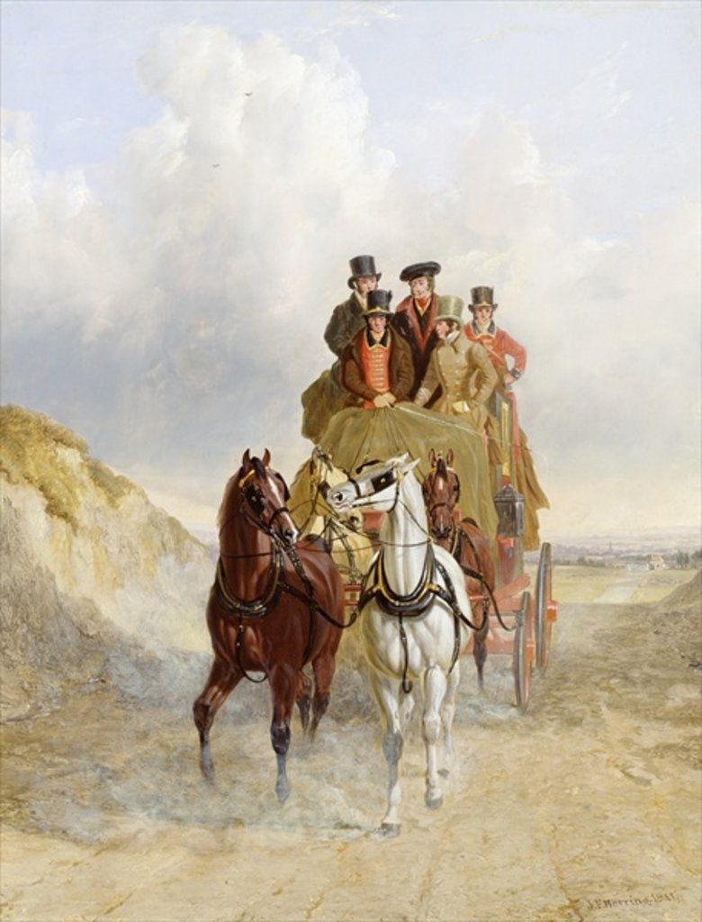 Detail of The Royal Mail Coach on the Road, 1841 by John Frederick Herring Snr