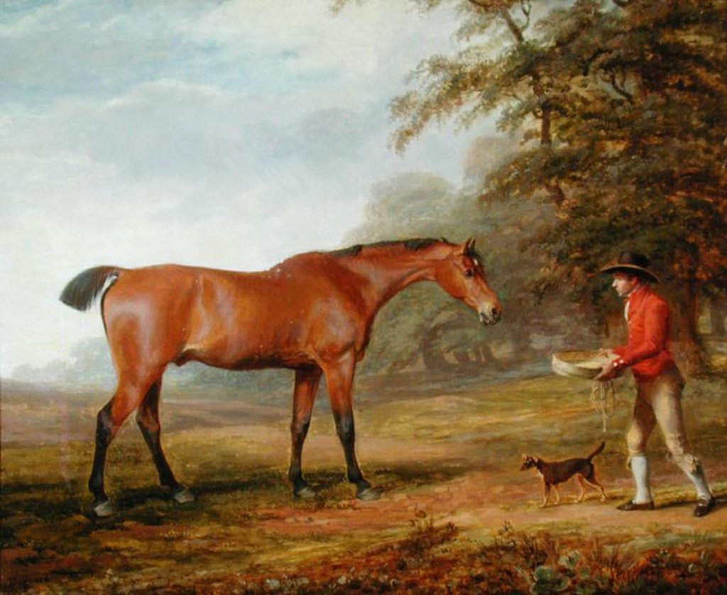 Detail of A Bay Horse Approached by a Stable-lad with Food and a Halter, 1789 by George Garrard