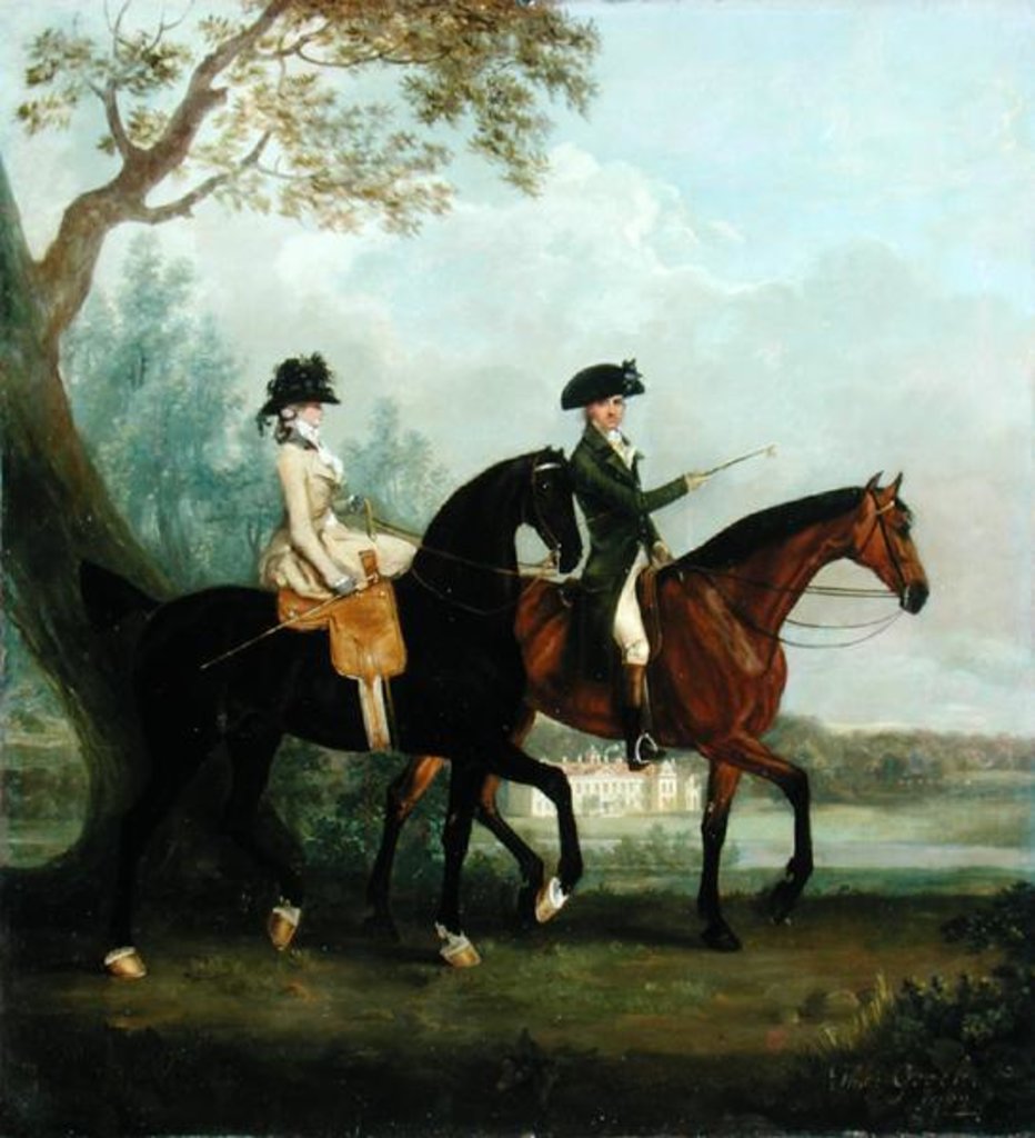Detail of The Hon. Marcia Pitt Riding with her Brother, the Hon. George Pitt in the Park of Stratfield Saye House, 1782 by Thomas Gooch