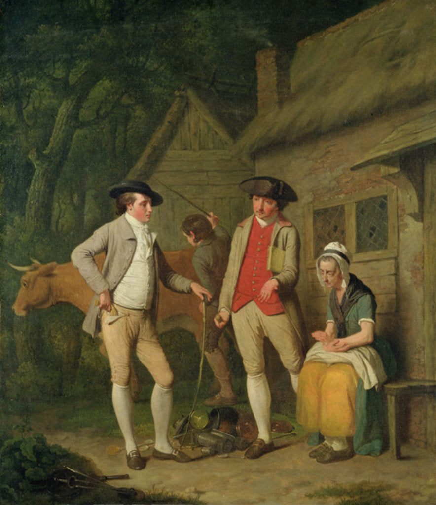 Detail of Widow Costard's Cow and Goods, Distrained for Taxes, are Redeemed by the Generosity of Johnny Pearmain, 1782 by Edward Penny