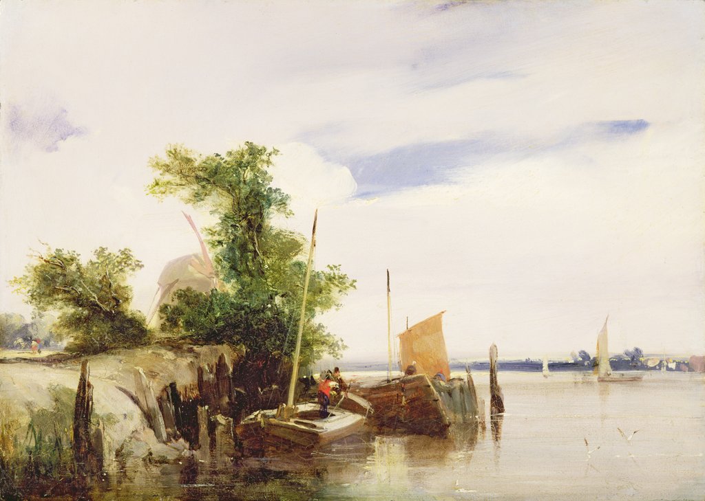 Detail of Barges on a River, c.1825-26 by Richard Parkes Bonington