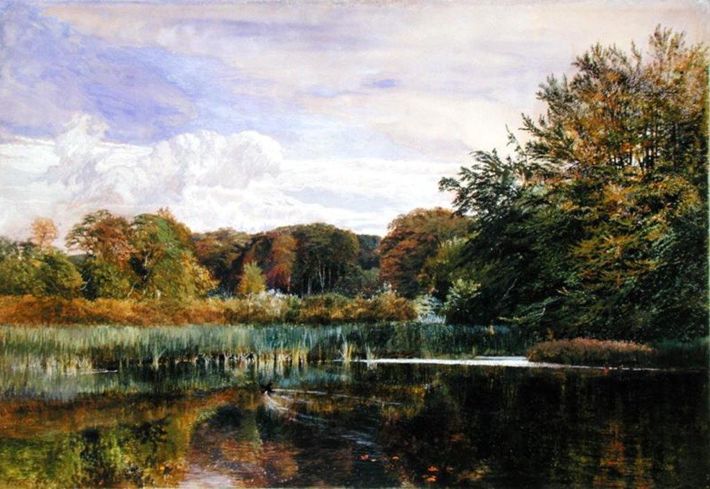 Detail of The Mill Pond, Evelyn Woods, 1860 by George Vicat Cole