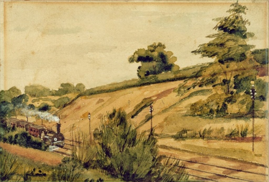 Detail of Landscape with Train, 1854 by Edward W. Fitch