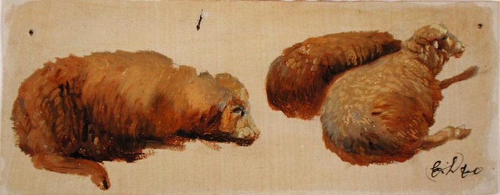 Detail of Three Sheep at Rest by Edwin Landseer