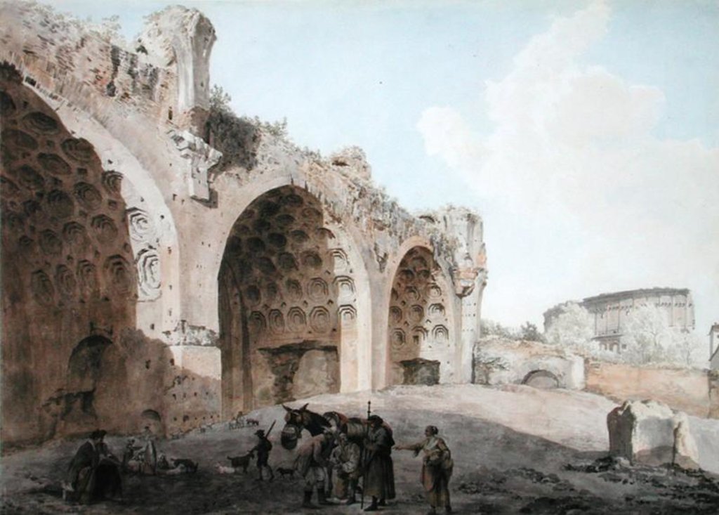 Detail of View in the Roman Forum 1779 by Abraham Louis Rudolph Ducros