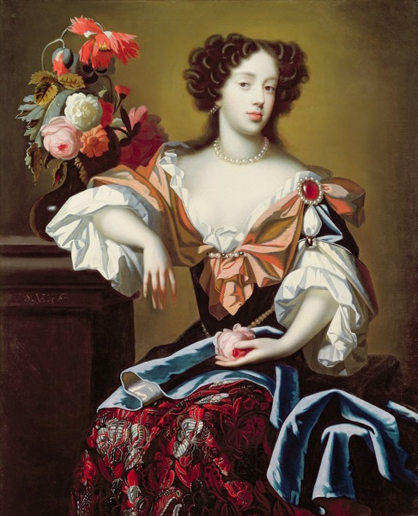 Detail of Mary of Modena, c.1680 by Simon Peeterz Verelst